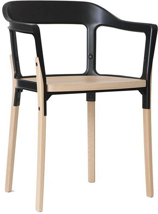 Magis Chaise silla con apoyabrazosSteelwood black natural Beech negro Magis Chaise silla con apoyabrazos