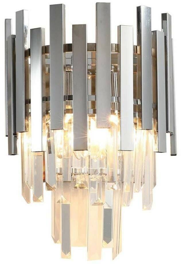 Aspen wall lamp, metal, chrome-ed, glass crystals, Ø25 cm Lámparas