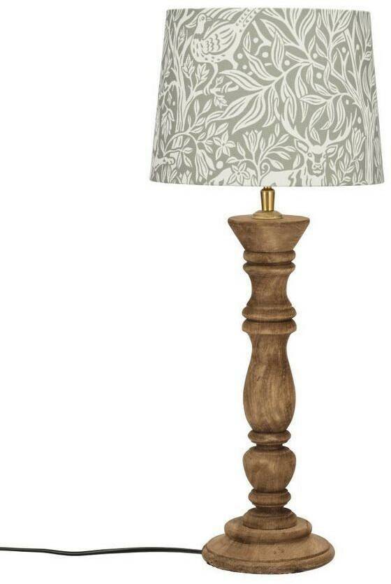 Lámparas PR HOME Lodge Eldertree table lamp made of wood gray-green E27 59x25x25cm