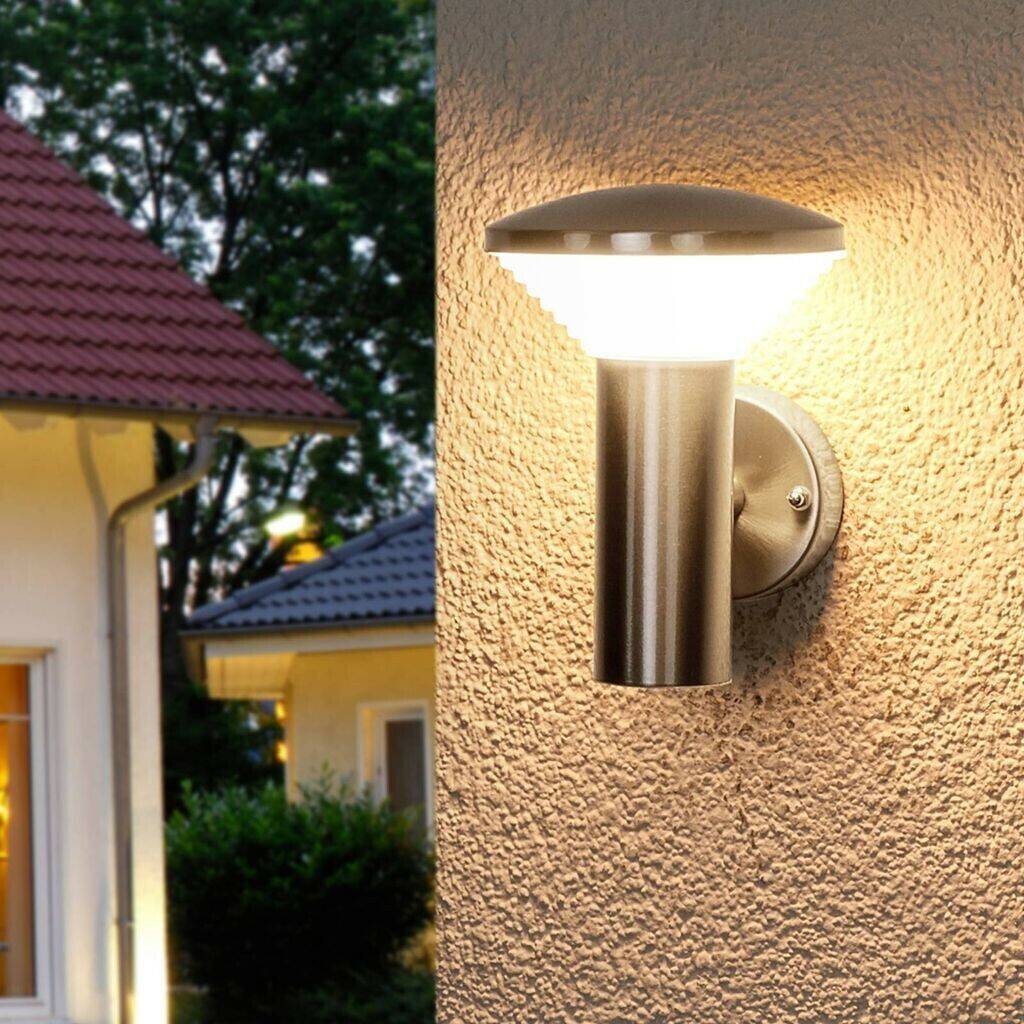 Lindby Stainless steel outdoor wall lamp Tiga with LEDs Lámparas de exterior