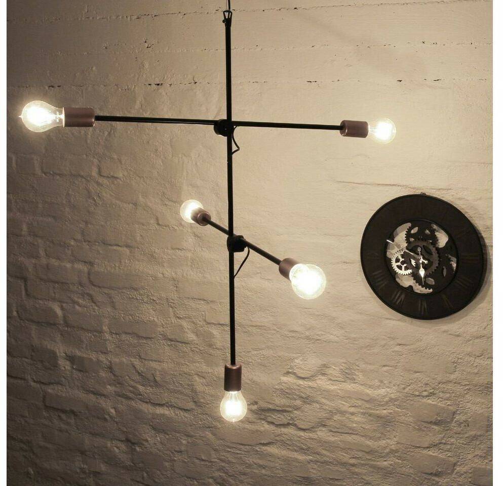 Lámparas Licht-Erlebnisse Hanging lamp in black industrial design adjustable E27 - black, copper