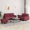 vidaXL 3 pcs. Sofa set with cushions wine red fabric (3201288) Sofás