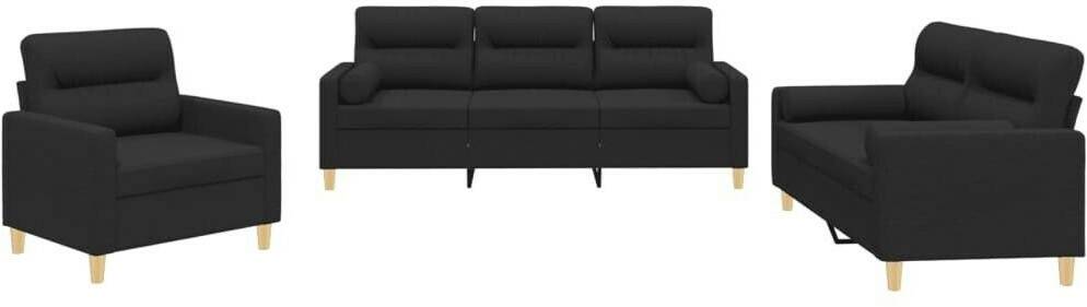 vidaXL 3-piece sofa set with cushions fabricblack (3201556) Sofás