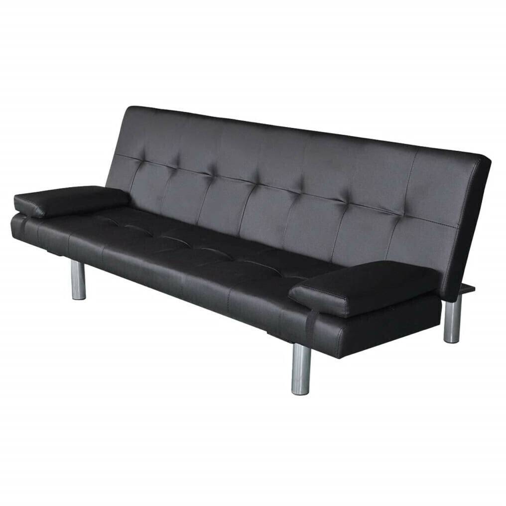 vidaXL Adjustable Sofa Bed with 2 pillowsBlack Sofás