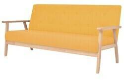 Sofás vidaXL 3-seater sofa fabric yellow (244659)