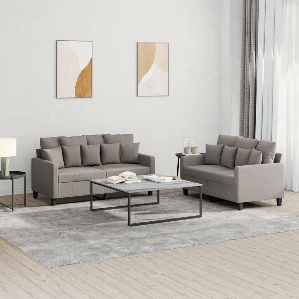 vidaXL 2 pcs. Sofa set with cushions taupe fabric (3201655) Sofás