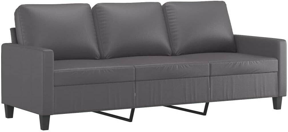 Sofás vidaXL 3-seater sofa gray 180 cm faux leather (359144)