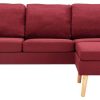 vidaXL Couch 3 Sitters in Fabric with Stool red wine Sofás