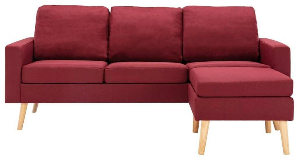 vidaXL Couch 3 Sitters in Fabric with Stool red wine Sofás