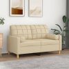 Sofás vidaXL 2-seater sofa with decorative cushions cream 120 cm fabric (3200776)