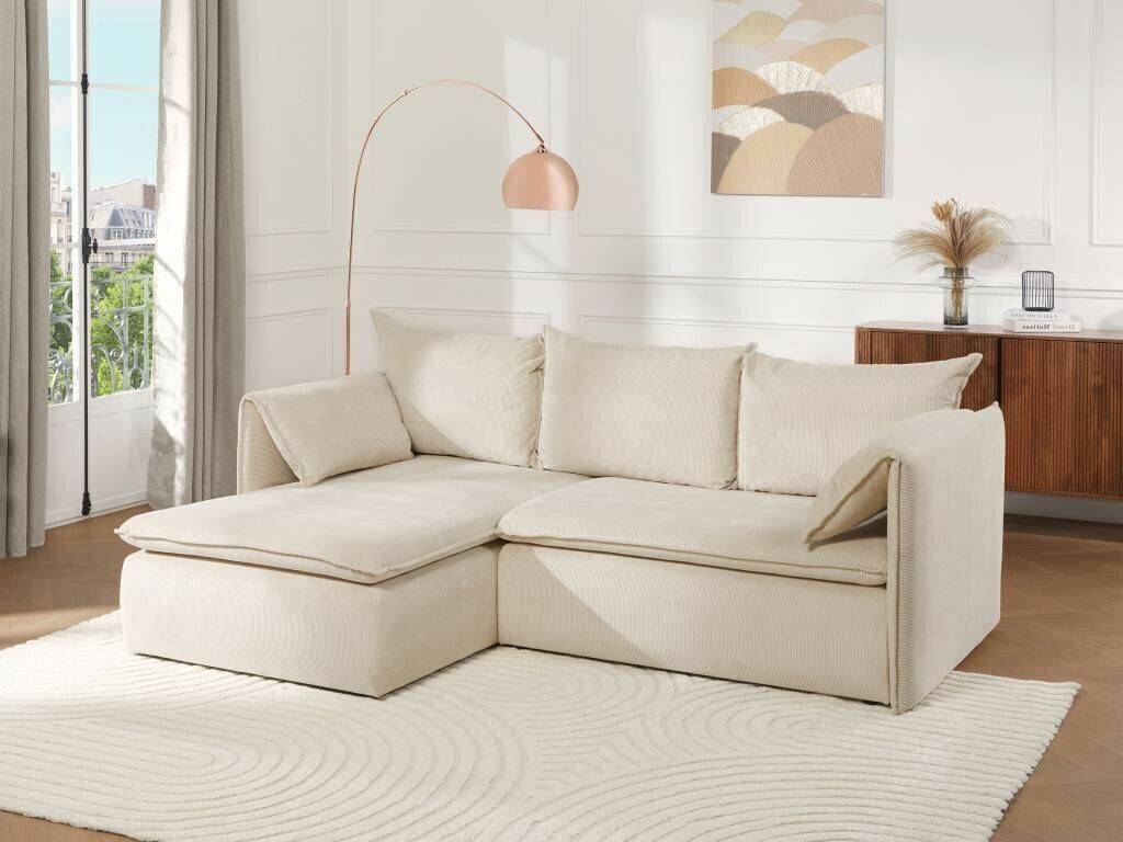 Kauf-Unique Corner sofa - corner left - corduroy - beige - TEODORA Sofás