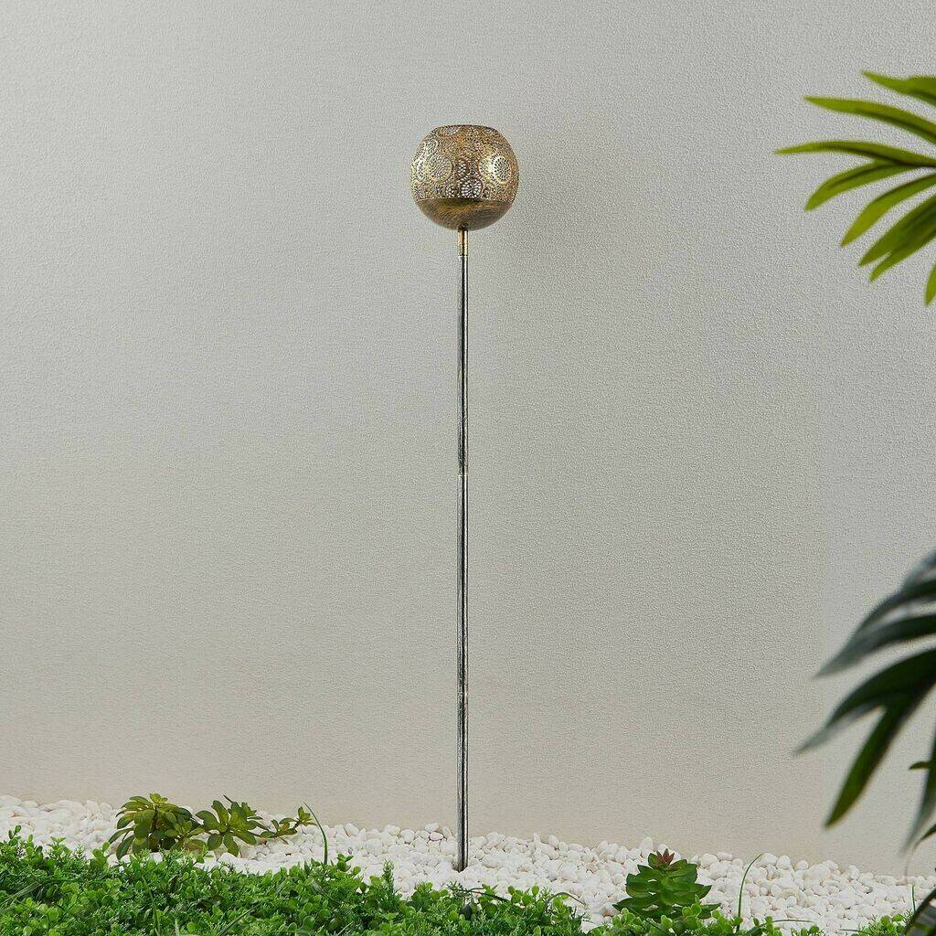 Lindby Miliana LED solar ground spike lamp, antique brass Lámparas de exterior