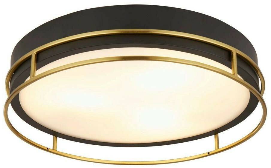 Searchlight Phoenix ceiling light, Ø 40 cm, black / brass, IP44 Lámparas