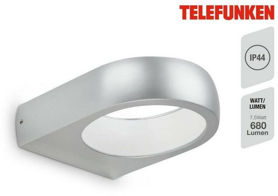 Telefunken LED outdoor lamp IP44 4000K neutral white silver-ed, 175x145x45 mm (LxWxH) (320204TF) Lámparas de exterior