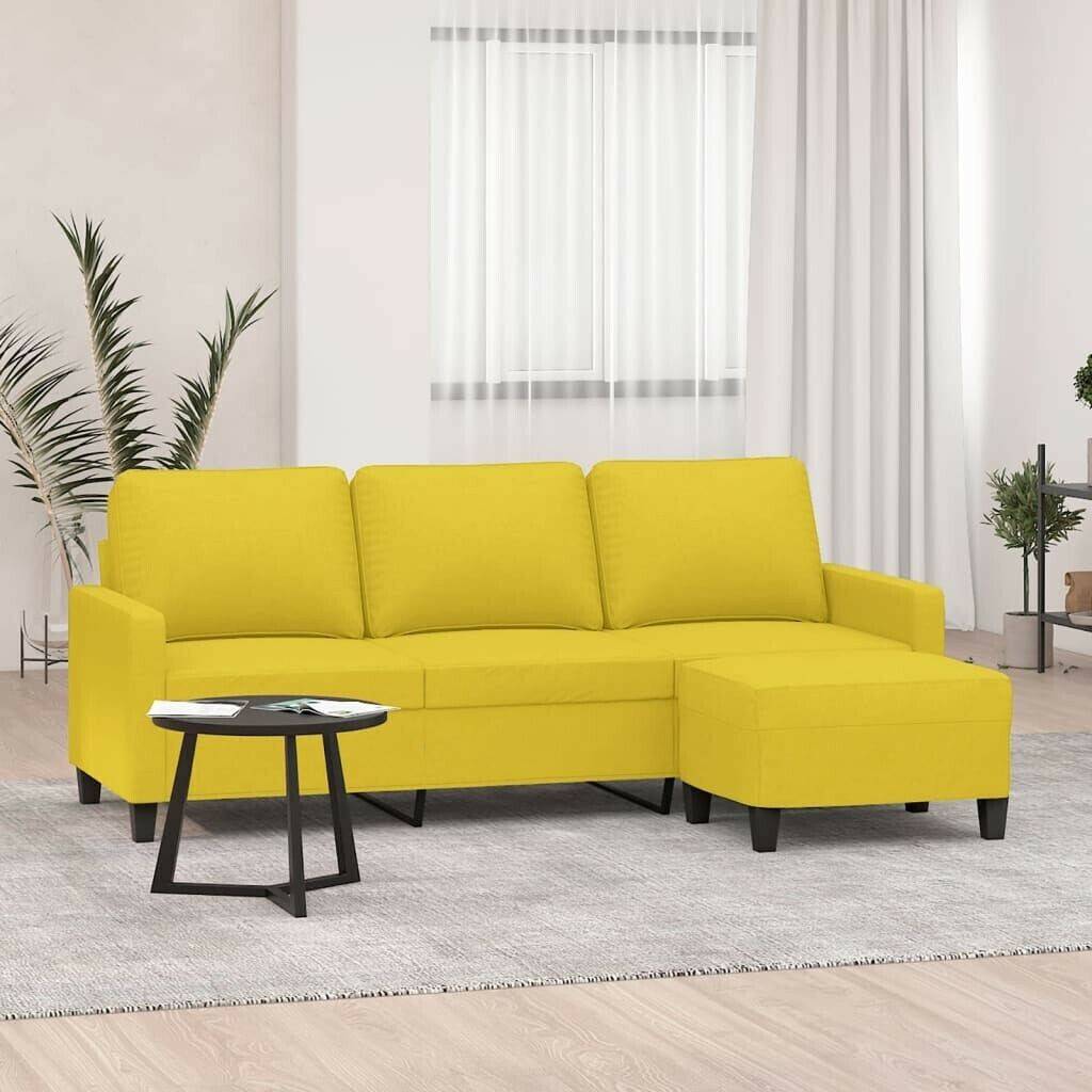 vidaXL 3-seater sofa with stool light yellow 180 cm fabric (3201042) Sofás