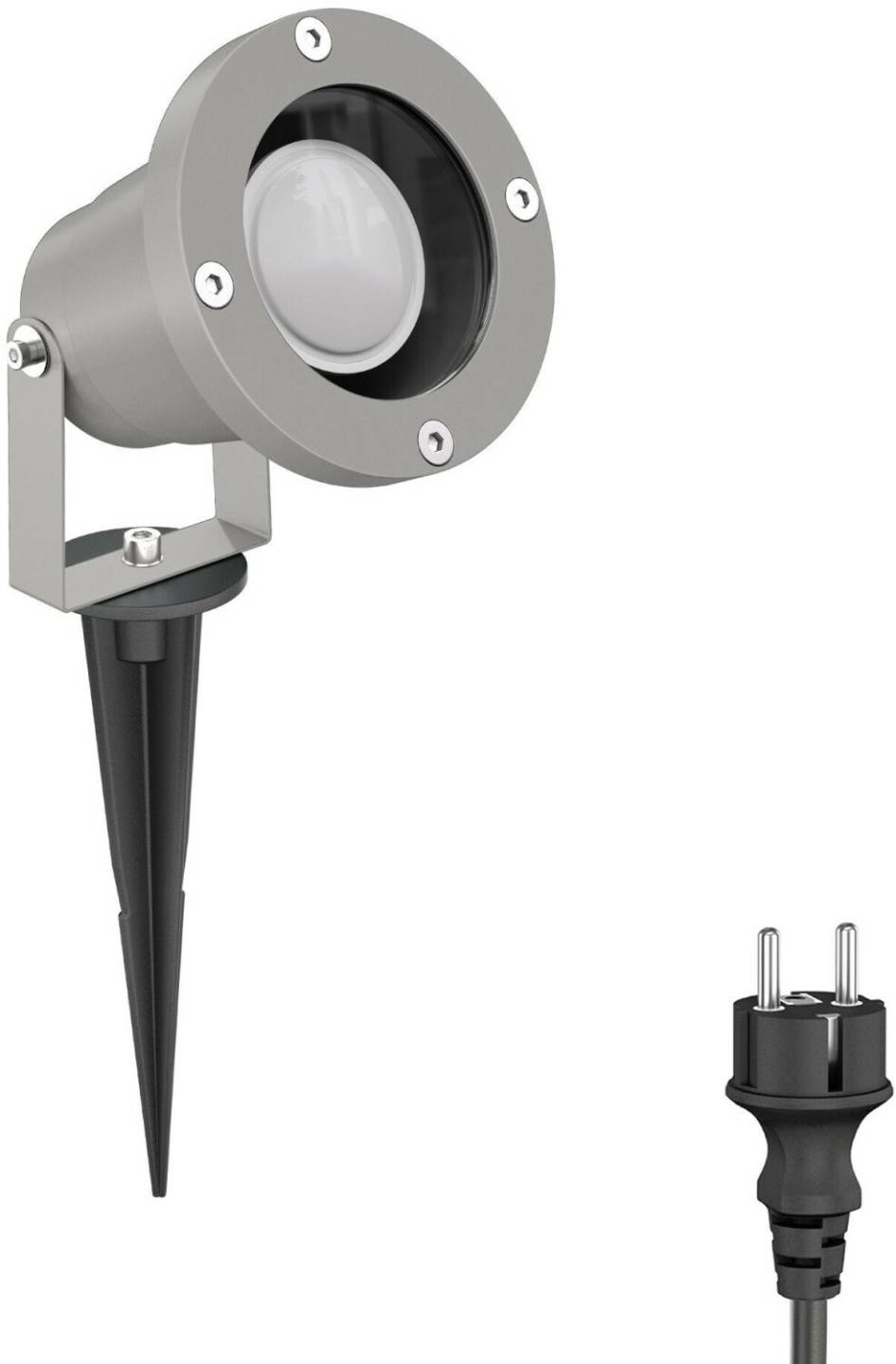 ledscom.de DUK garden spotlight with ground spike for outdoor use, IP65, plug, gray, incl. GU10 LED 450lm warm white Lámparas de exterior