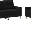 vidaXL 3 pcs. Sofa set with cushions black fabric (3201612) Sofás