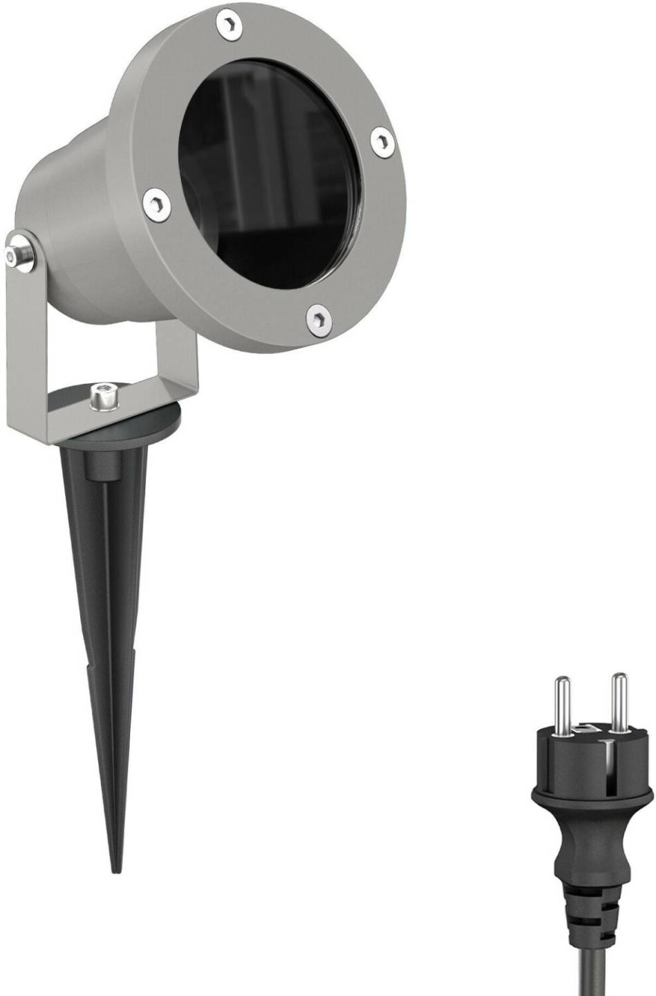 Lámparas de exterior ledscom.de DUK garden spotlight with ground spike for outdoor use, IP65, plug, gray, 1 x GU10 max. 15W