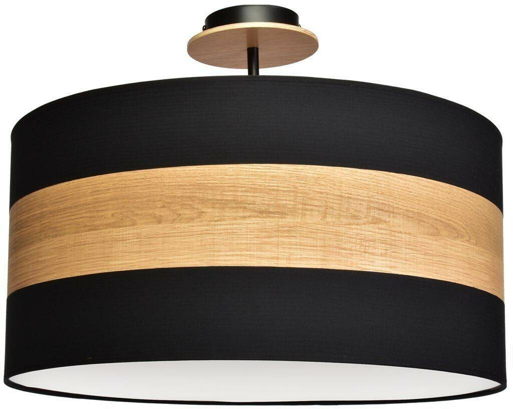 Milagro Terra ceiling light made of wood and black textile Lámparas