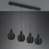 Trio Sprout hanging lamp made of rattan, 4-bulb, black Lámparas