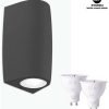 Lámparas de exterior Fumagalli Outdoor wall light Marta 90 black/frosted GU10 CCT up/down