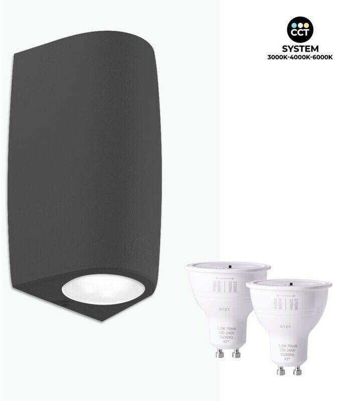 Lámparas de exterior Fumagalli Outdoor wall light Marta 90 black/frosted GU10 CCT up/down