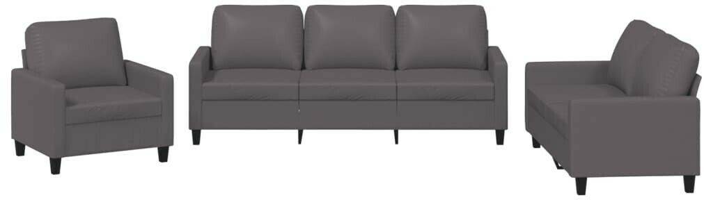 Sofás vidaXL 3 pcs. Sofa set with cushions faux leathergray faux leather (3201400)