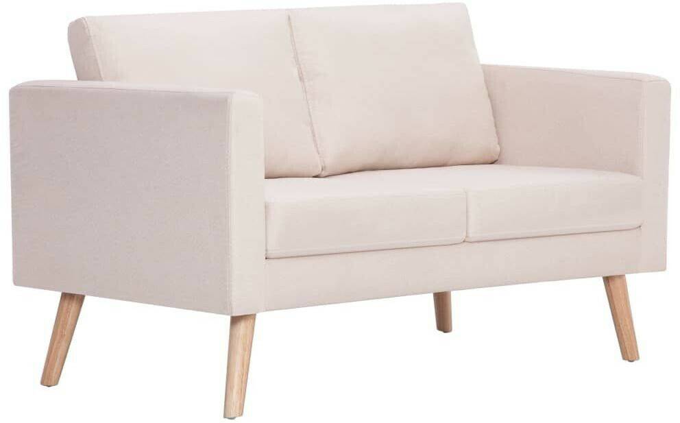 vidaXL Couch 2 Sitters in Fabric (28135)cream white Sofás