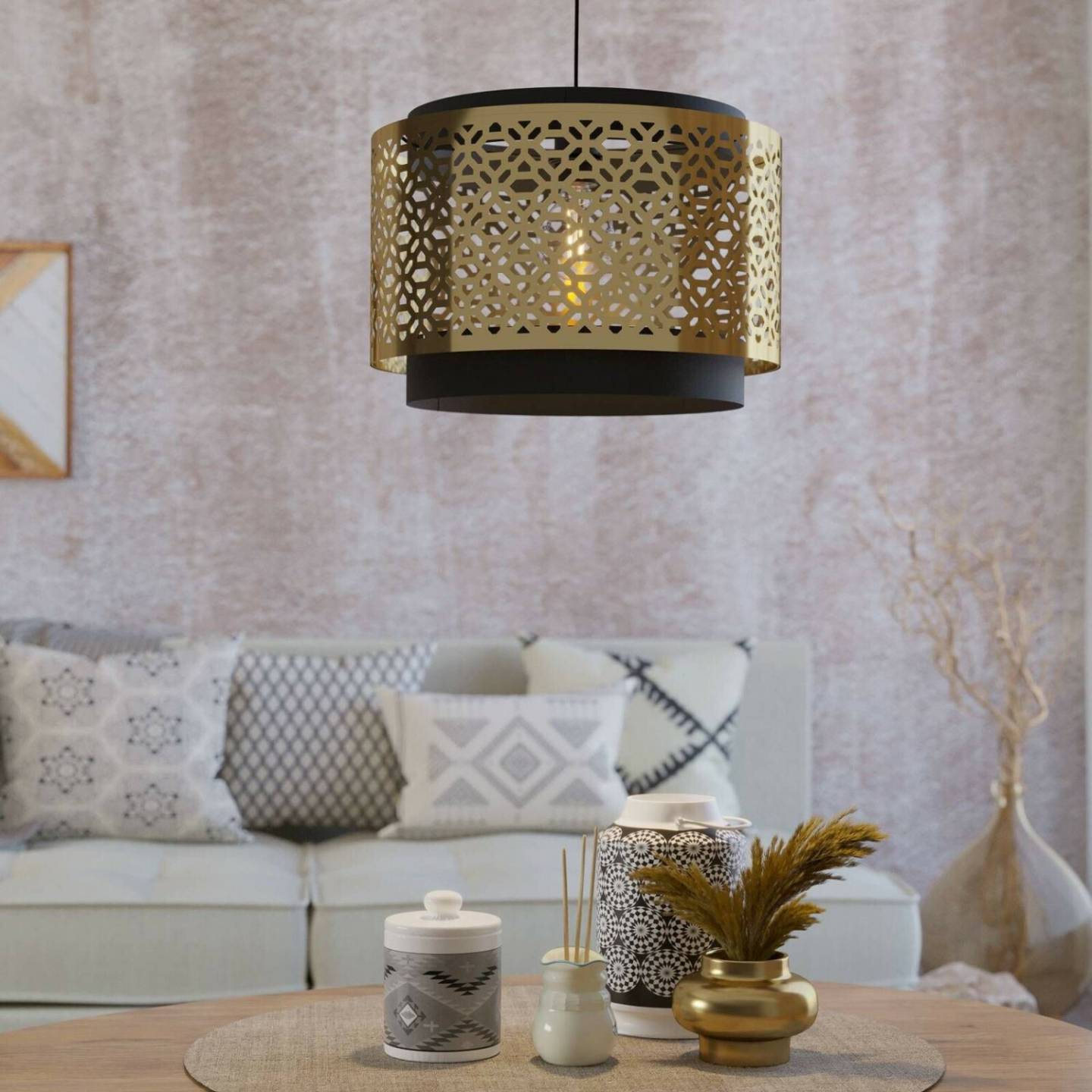 Eglo Pendant lamp Sandbach in black and brass Lámparas