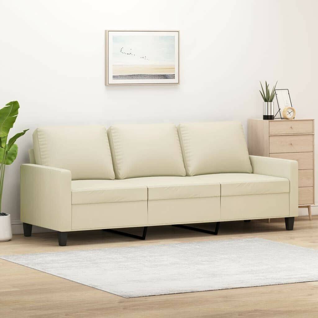 Sofás vidaXL 3-seater sofa cream 180 cm faux leather (359143)