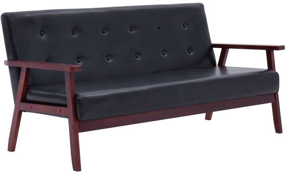 vidaXL 3-seater sofa black faux leather (248643) Sofás