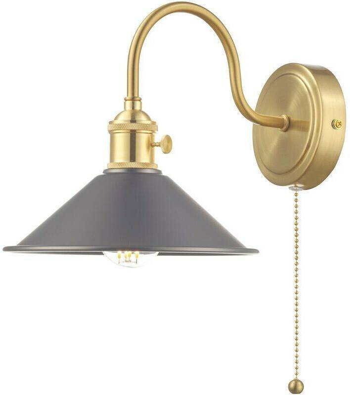 Wall light Hadano in brass shade antique pewter Lámparas