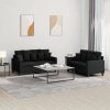 vidaXL 2 pcs. Sofa set with cushions black fabric (3201652) Sofás