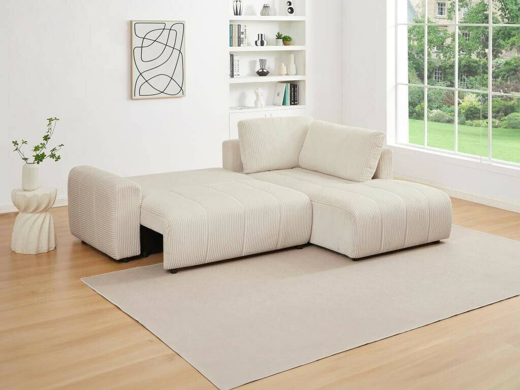 Kauf-Unique Corner sofa - corner right - corduroy - beige - RICIA Sofás