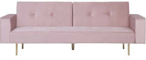 Beliani Velvet Sofa Bed Pink VISNES Sofás