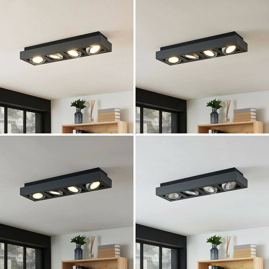 Arcchio Ceiling spotlight Ronka, 4 lights, long, dark gray Lámparas