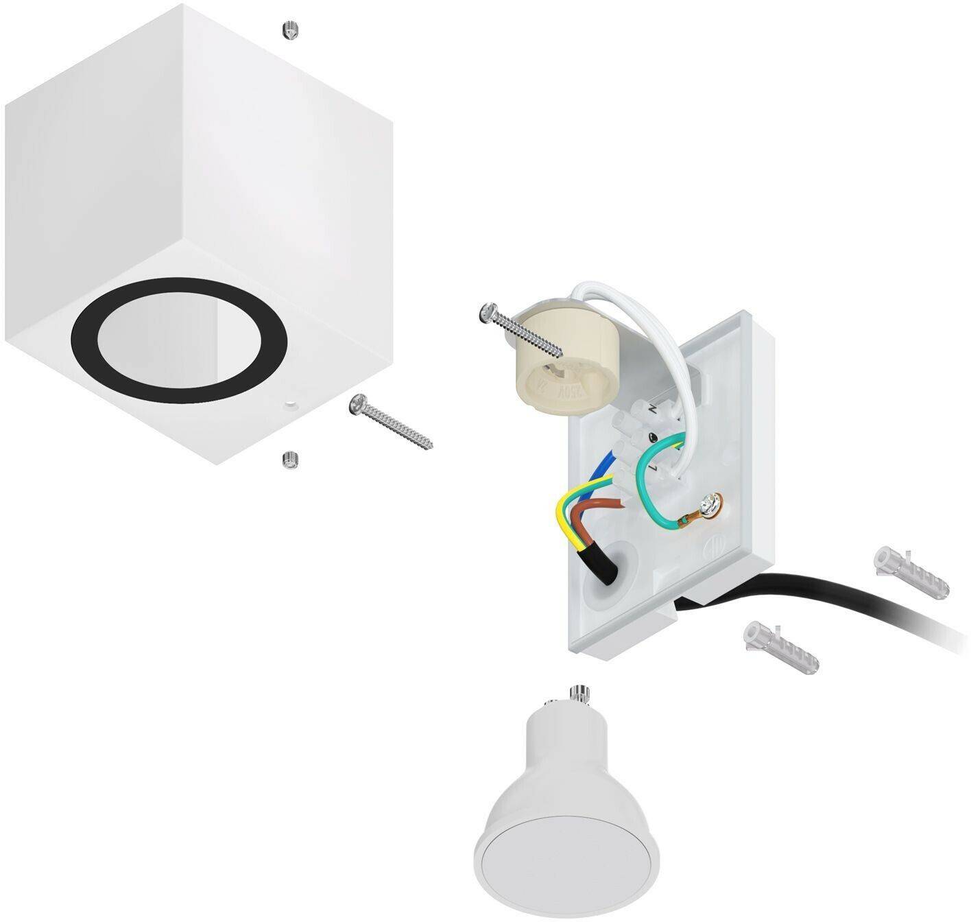 Lámparas de exterior ledscom.de ALSE downlight wall light for outdoor use, white, aluminum, square, including GU10 LED lamp, 450lm warm white