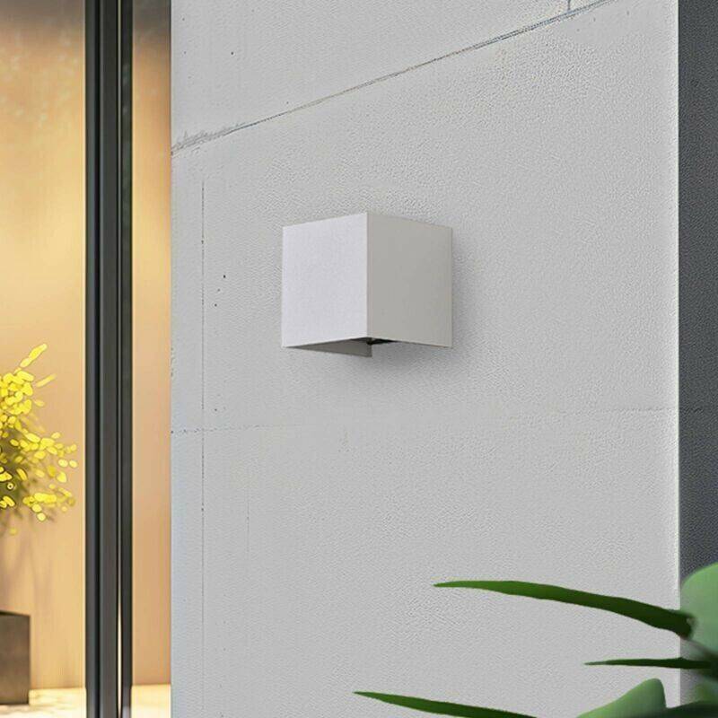 Lindby Smart LED outdoor wall light Dara white square CCT RGB Tuya Lámparas de exterior