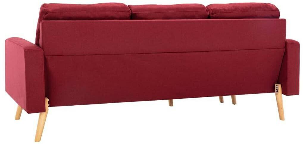 vidaXL Couch 3 Sitters in Fabric with Stool red wine Sofás