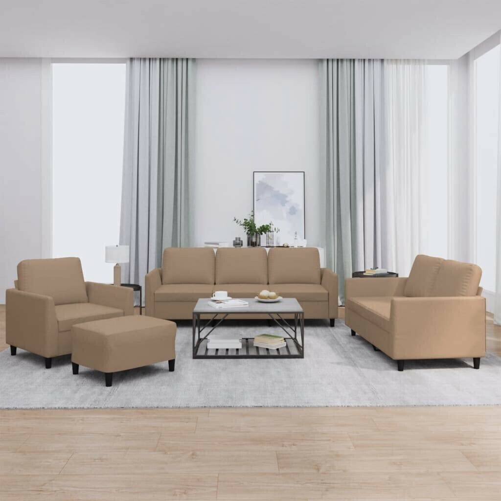 vidaXL 4 pcs. Sofa set with cushions faux leathercappuccino brown faux leather (3201749) Sofás