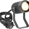 Lámparas de exterior ledscom.de Garden spotlight SHINGA IP65, plug, anthracite, including GU10 LED lamp 468lm, warm white