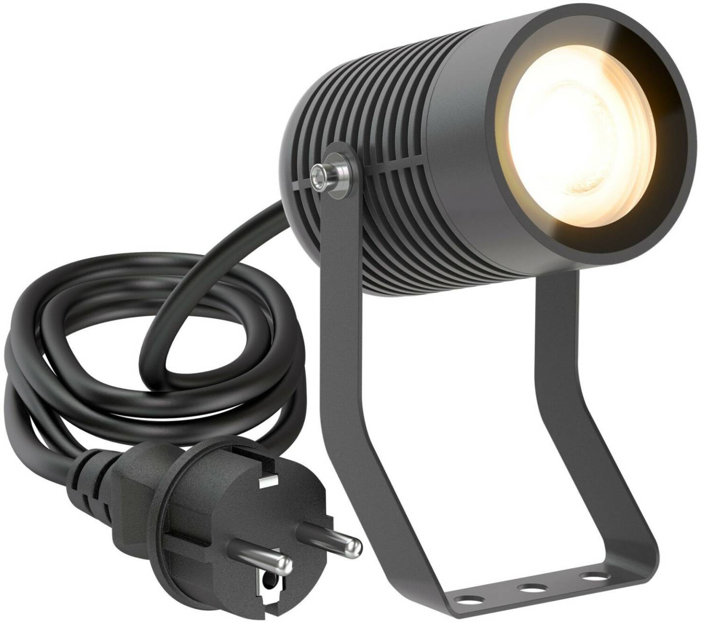 Lámparas de exterior ledscom.de Garden spotlight SHINGA IP65, plug, anthracite, including GU10 LED lamp 468lm, warm white