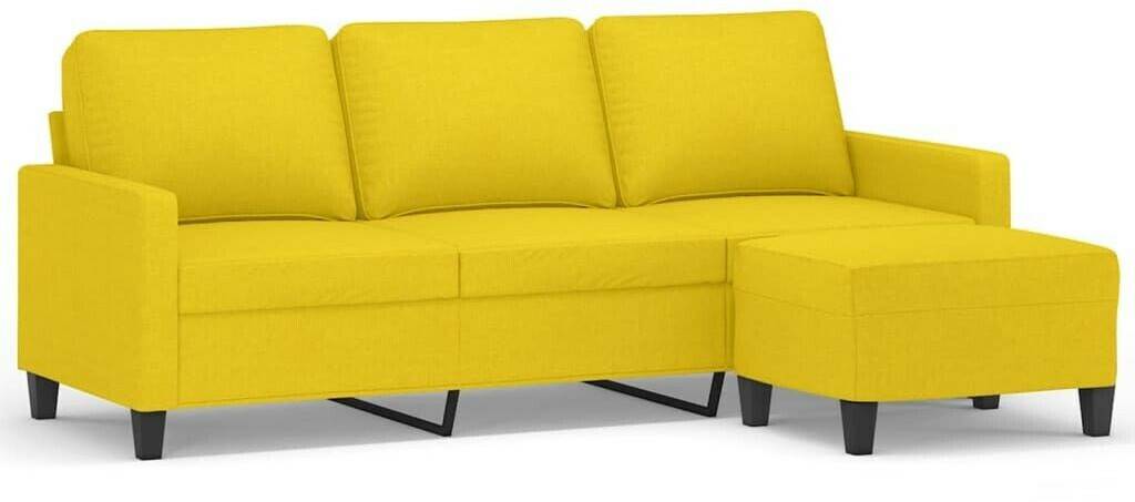 vidaXL 3-seater sofa with stool light yellow 180 cm fabric (3201042) Sofás