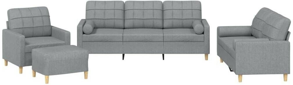 vidaXL 4 pcs. Sofa set with cushions light gray fabric (3201266) Sofás