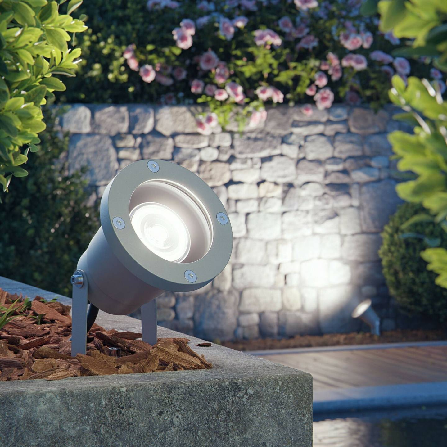 ledscom.de Garden spotlight DUK for outside, IP65, plug, gray, incl. GU10 LED 504lm white Lámparas de exterior