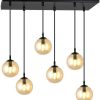 Glassy hanging lamp 6-bulb black amber glass 75 cm Lámparas