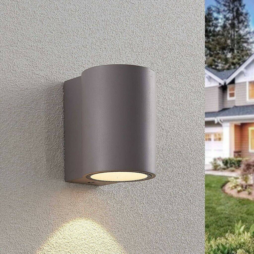 Lindby Katalia LED outdoor wall light, concrete, single-headed Lámparas de exterior