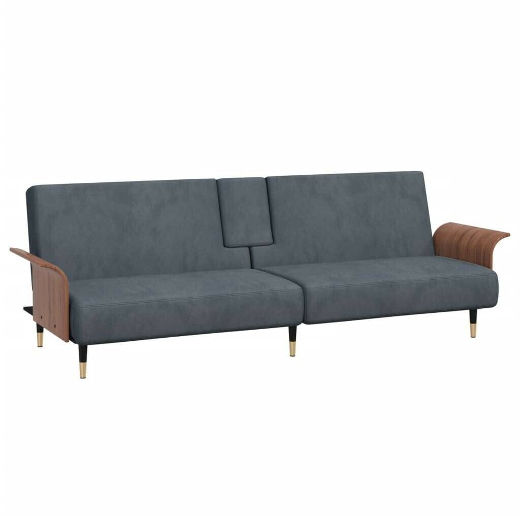 vidaXL Sofa bed with cup holders dark gray velvet (351851) Sofás