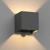 ledscom.de CUBEL wall light, motion detector, for outside, anthracite, IP65, up & downlight + LED lamp 501lm, warm white Lámparas de exterior