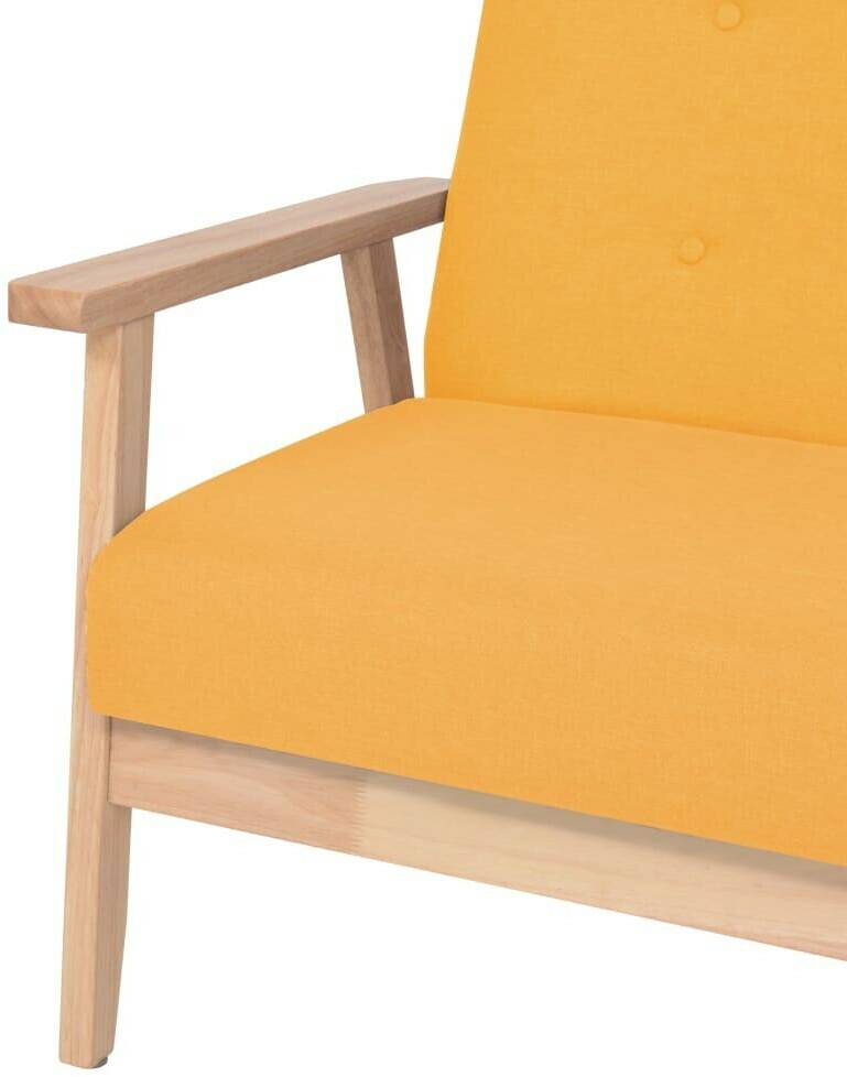 Sofás vidaXL 3-seater sofa fabric yellow (244659)